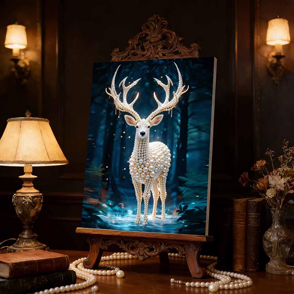 DIY Pearl Painting Set Little Deer Pattern Home Decoration Handmade Sticky Diamond Creative Canvas Pearl Art Painting Crafts Perfect Gift