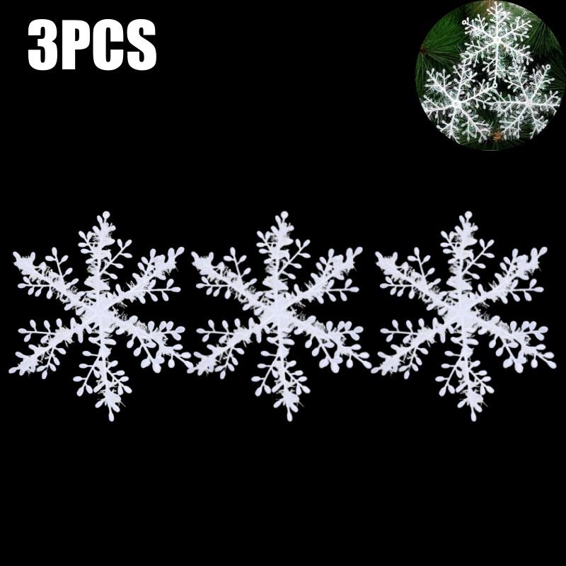 

Snowflake Christmas Tree Ornaments White Plastic Decorative Hanging Pieces Set for Xmas Holiday Home Party Decorations 6cm