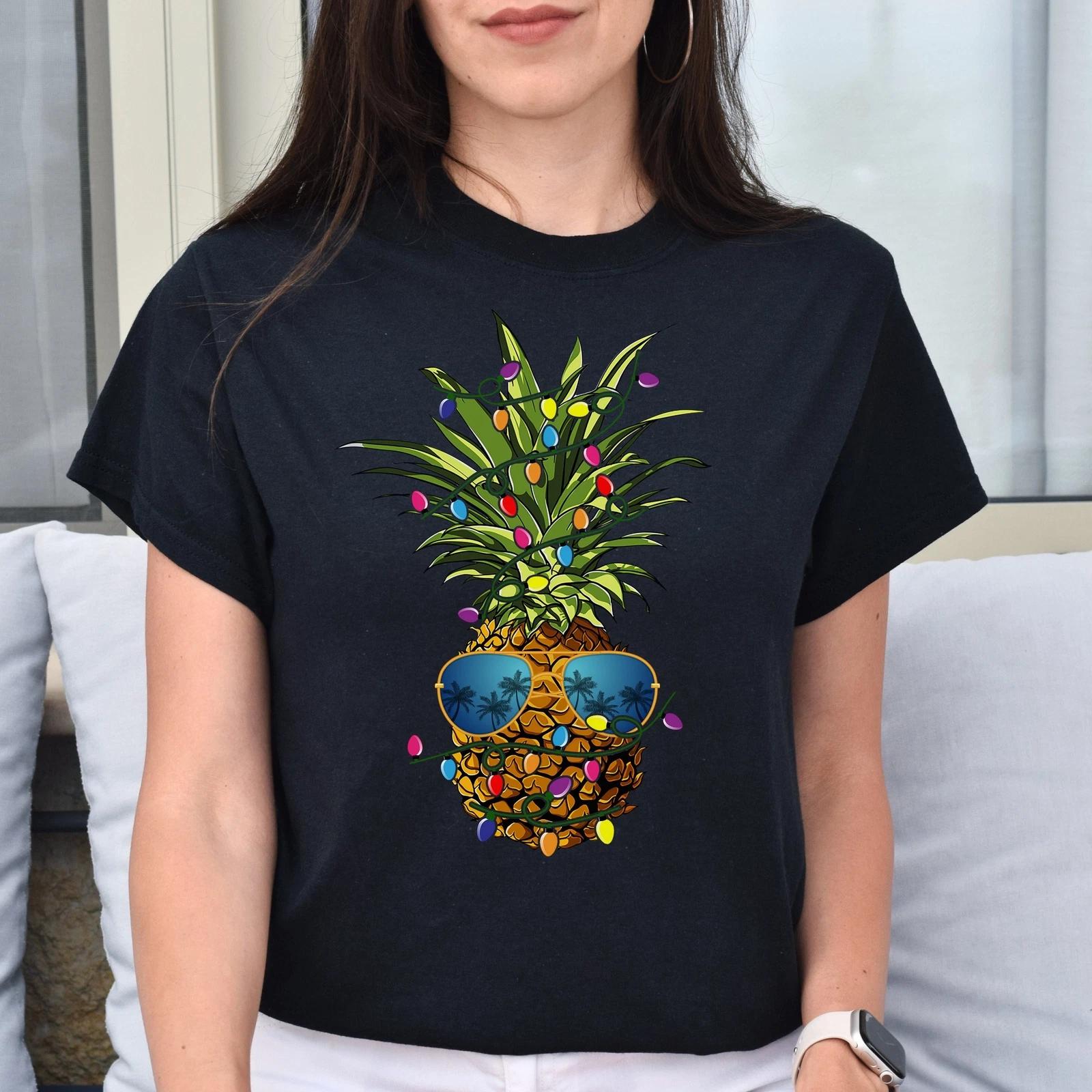 Pineapple Christmas Unisex shirt cool pineapple tee Black Dark Heather M