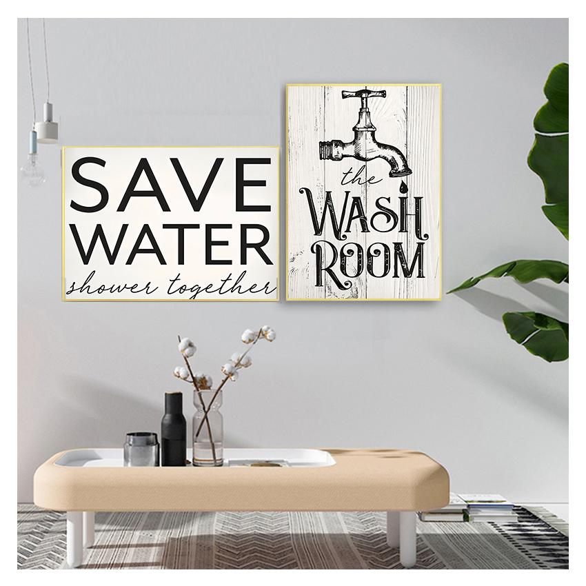 Pictures Nordic Style Save Water Instructions Modular Painting Canvas Artwork Laundry Room Poster Home Wall Decoration HD Prints