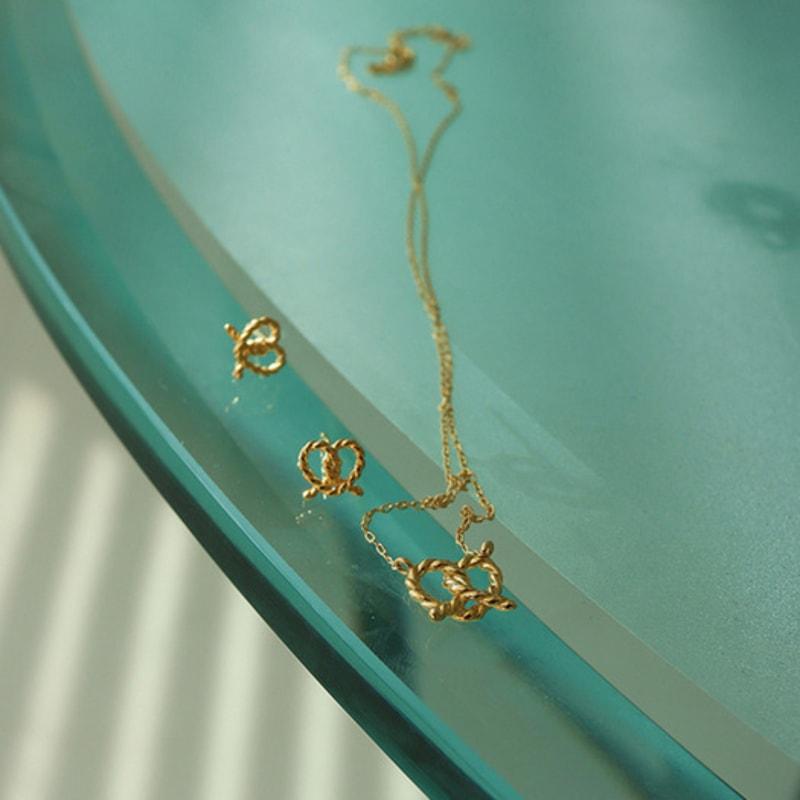 Modernlike 14k Gold-filled Silver Antique Twisted Pretzel Heart Earrings