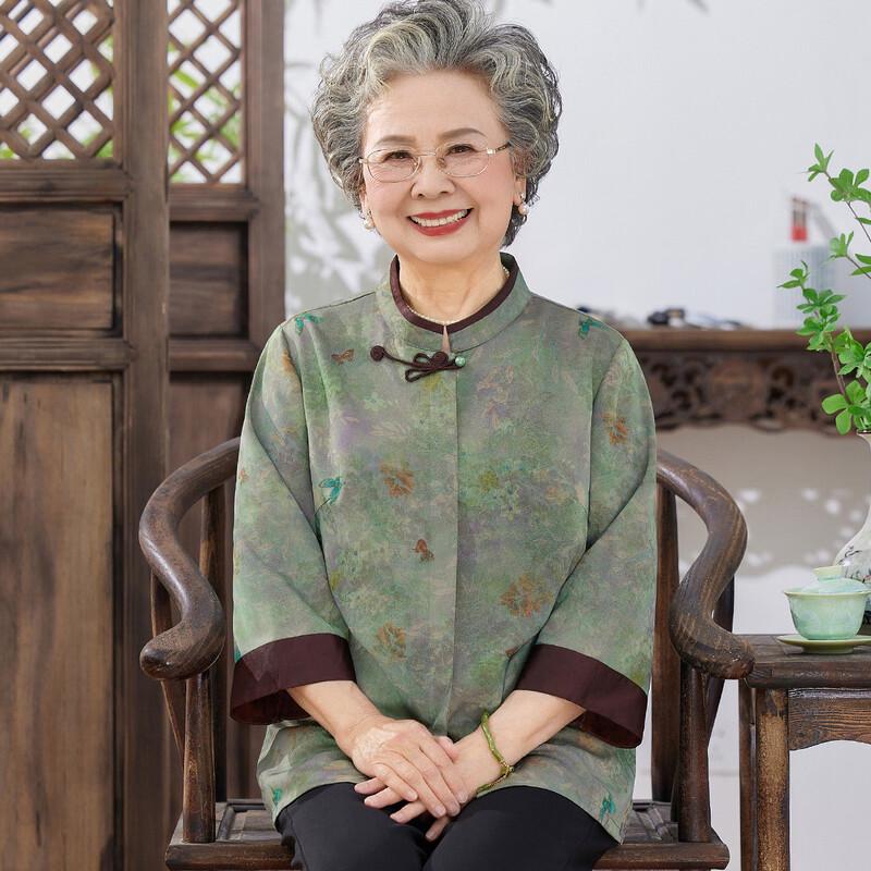 Elderly Women s Relaxed Fit Seven-Sleeve Casual Shirt XL