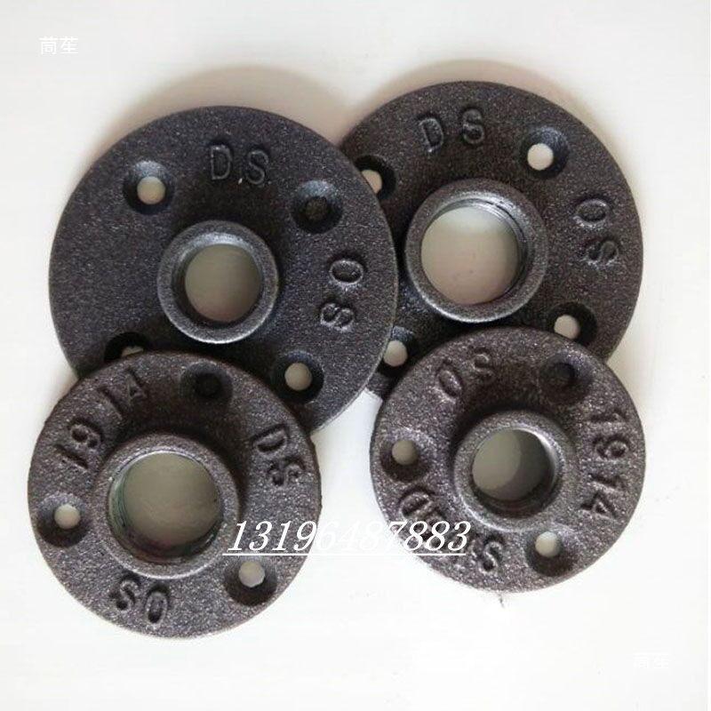 Decorative Cast Iron Shelf Connector Flange Plate - Retro Industrial Style