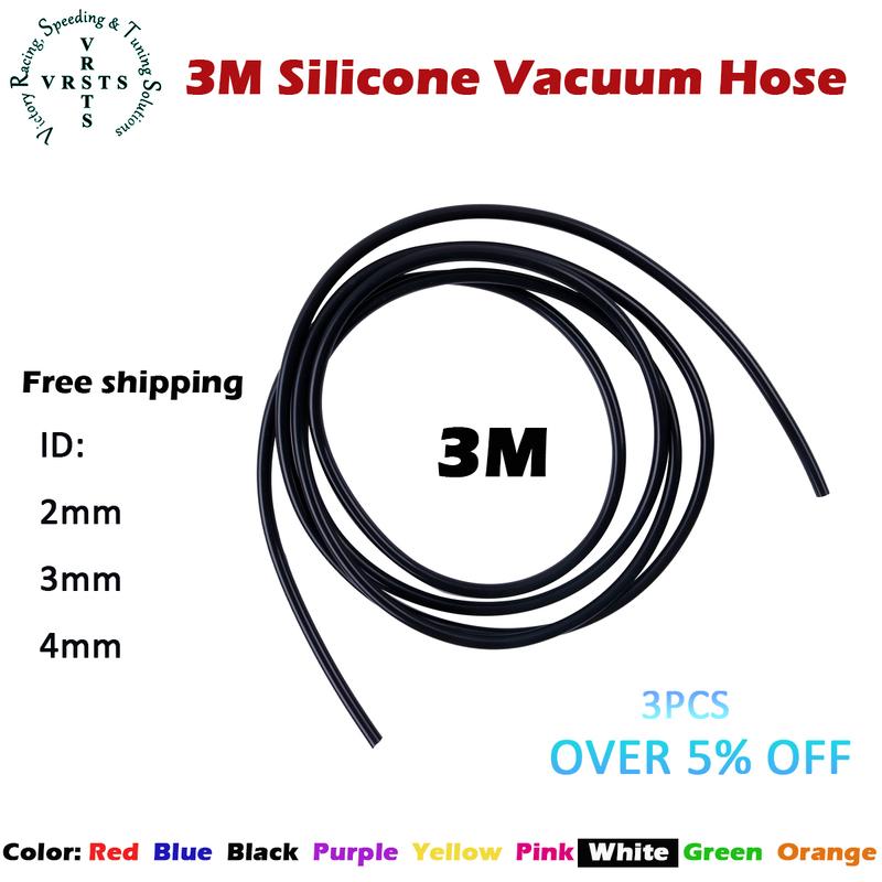 10 Feet 3m Length Silicone Vacuum Coupler Hose Flexible Turbo Coolant Pipe 3 Meter ID 2mm 3mm 4mm 1PC Black Blue Red Pink Purple
