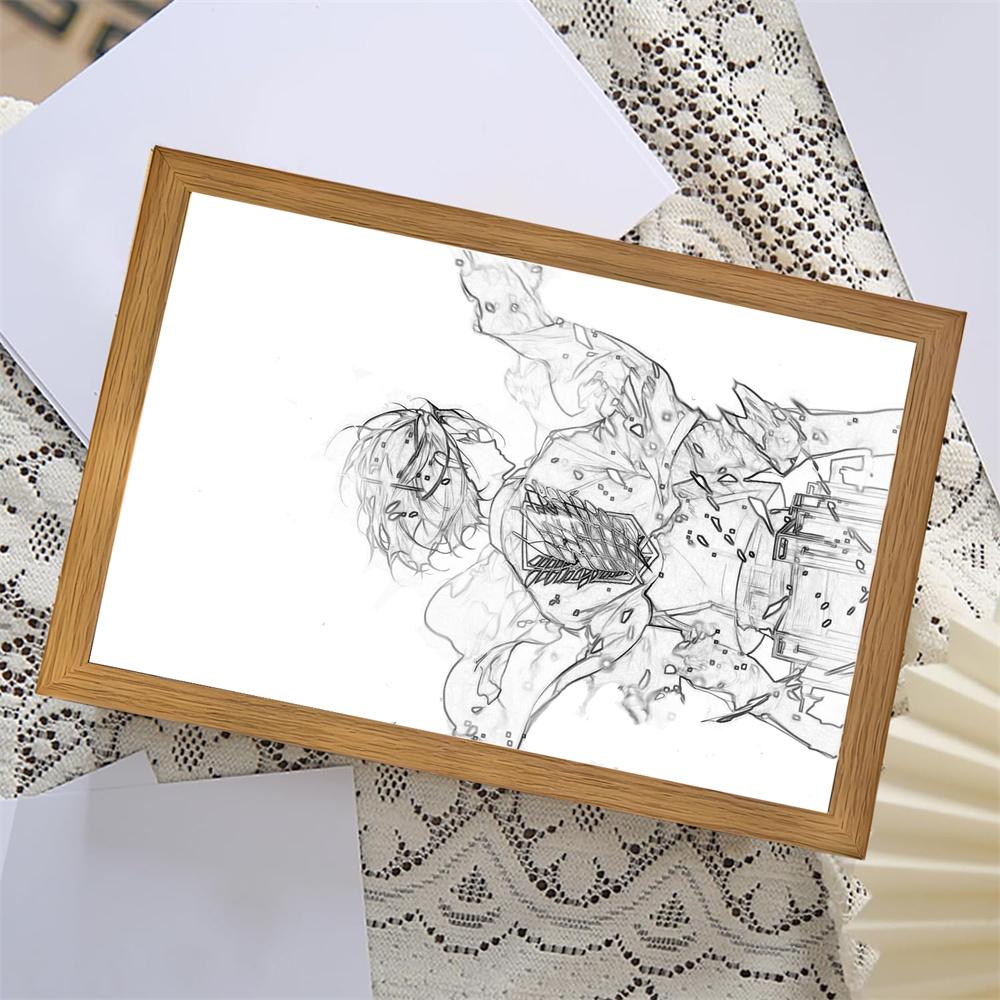 Anime Attack On Titan Night Light Painting Picture Frame Room Decor Home Wall Decorative Art For Bedroom Friends Gifts Moon Lamp