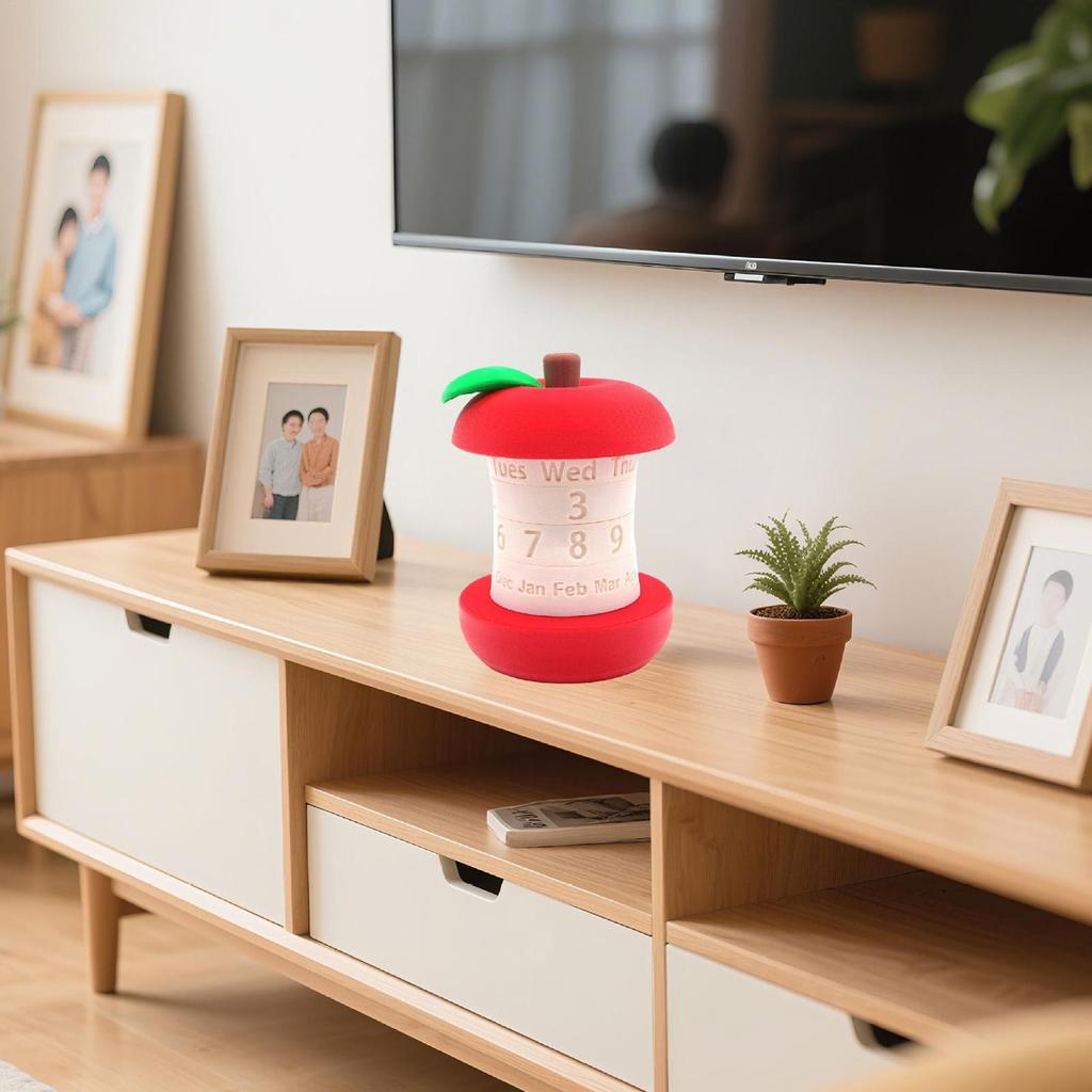Perpetual Calendar 3D Printed Rotating Apples Calendar Creative Perpetual Calendar Desktop Decorative Ornaments Christmas Gifts