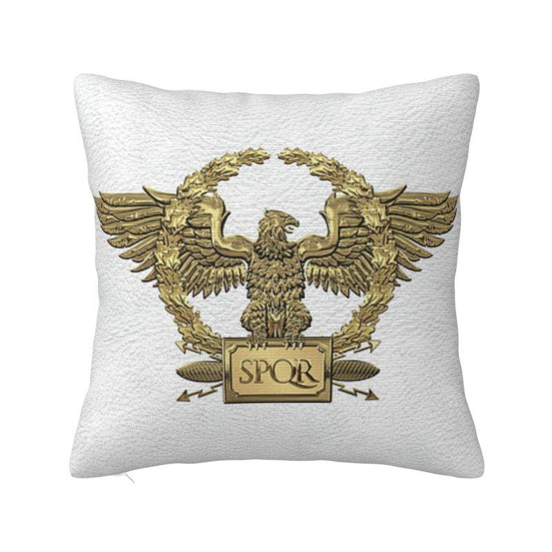Custom Nordic Gold Roman Imperial Eagle Cushion Cover For Sofa Soft Spqr Medallion Edition Over Black Leather Pillow Case
