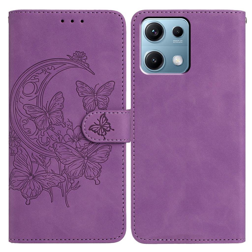 Für Xiaomi Redmi Note 14S 4G Hülle Schmetterlingsblumen-Prägung PU-Leder Geldbörse Ständer Handyhülle