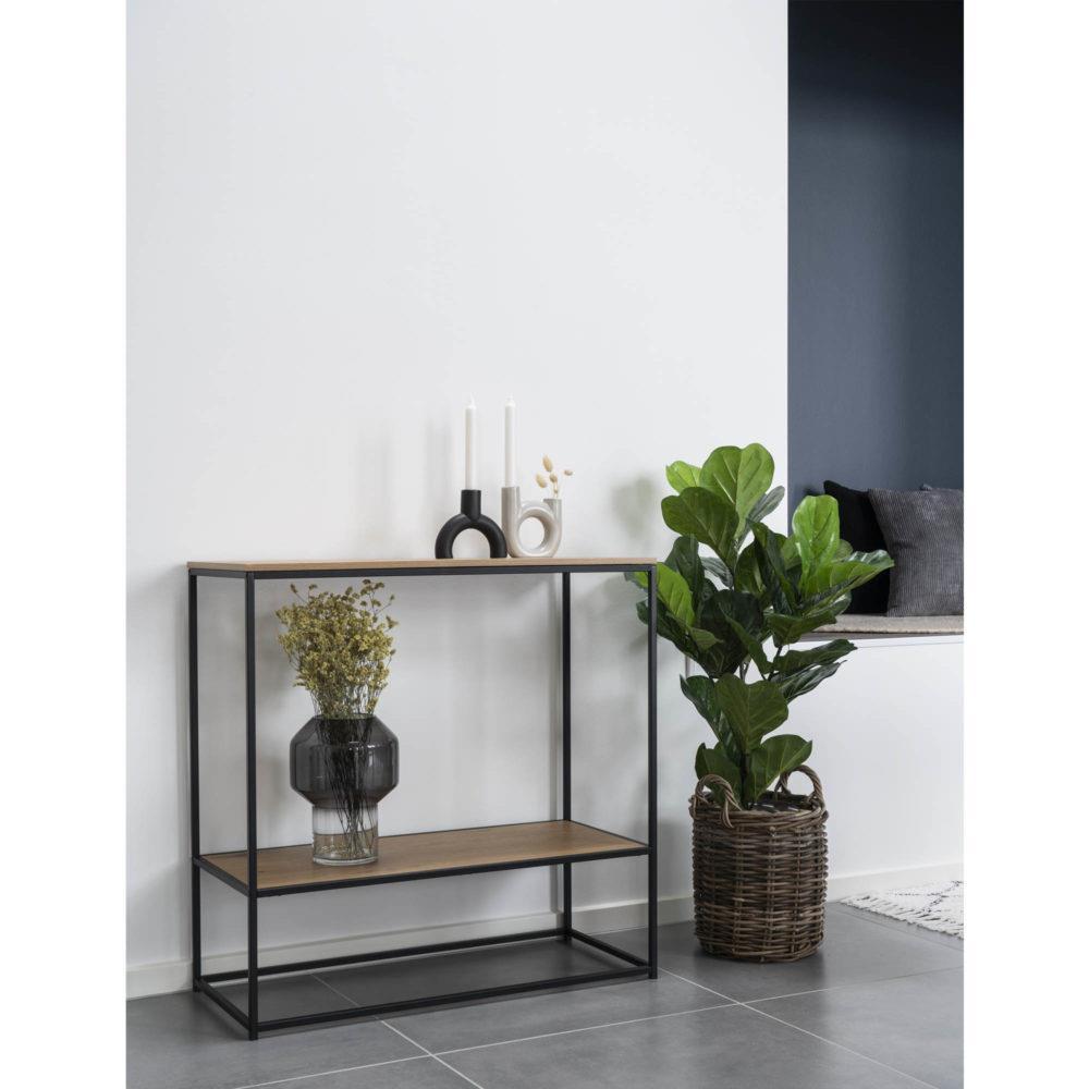 Vita CONSOLE OAK VENEER loft style ADDITIONAL SHELF metal