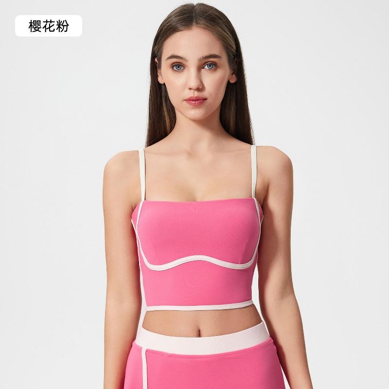Contrasting Color Sports Tennis Skirt Yoga Suit Women's High-strength Shock-proof Vest Women's Nude Hip-lifting Fitness Nine-point Pants