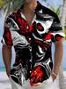 Men's Fashion Abstract Texture All-Over Print Button-Up Shirt - Short Sleeve, Loose Fit, Hawaiian Summer Party and Holiday Shirt