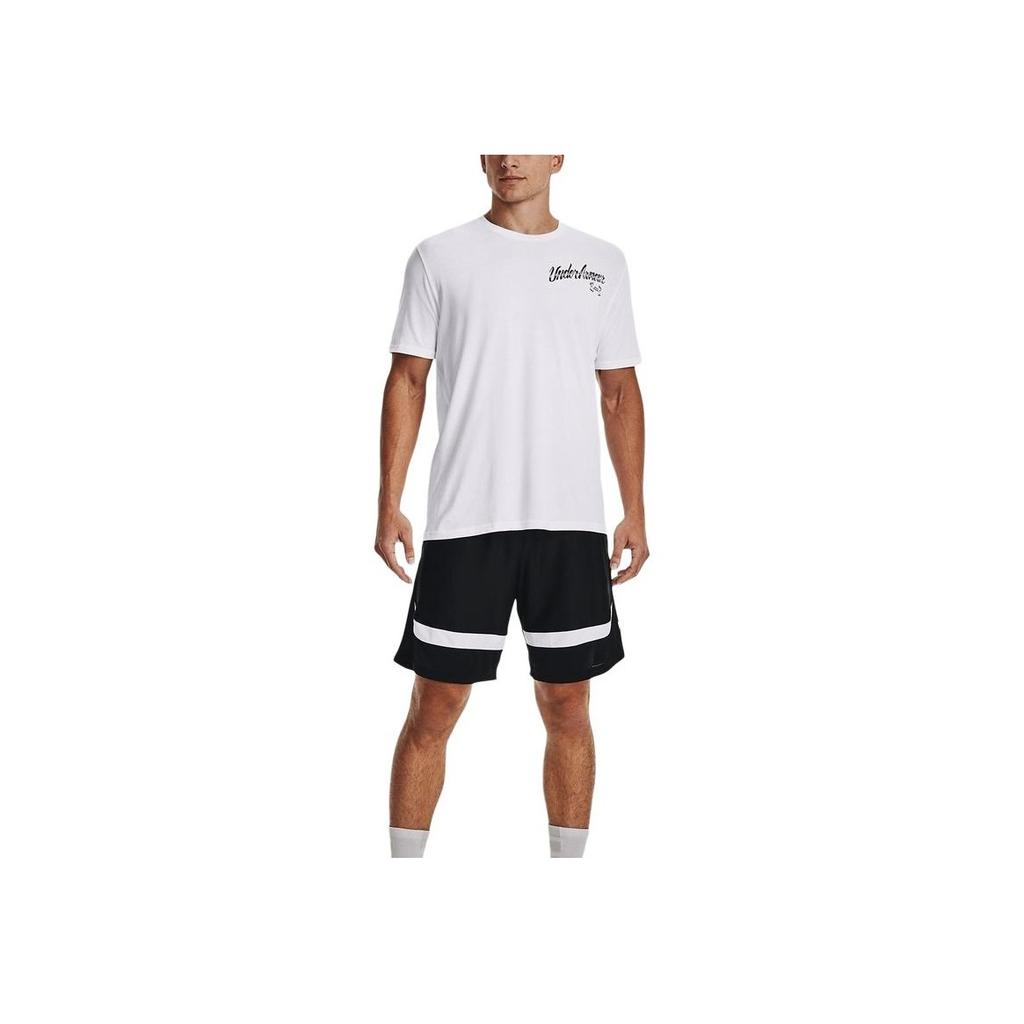 Under Armour Camiseta Deportiva de Manga Corta para Hombre con Estampado de Planta de Dibujos Animados, Soporte de Baloncesto, Tops Blancos 1370522-100