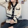 Autumn New Style French Retro Trendy Cardigan Jacket Women's V-neck Temperament High-end Knitted Sweater