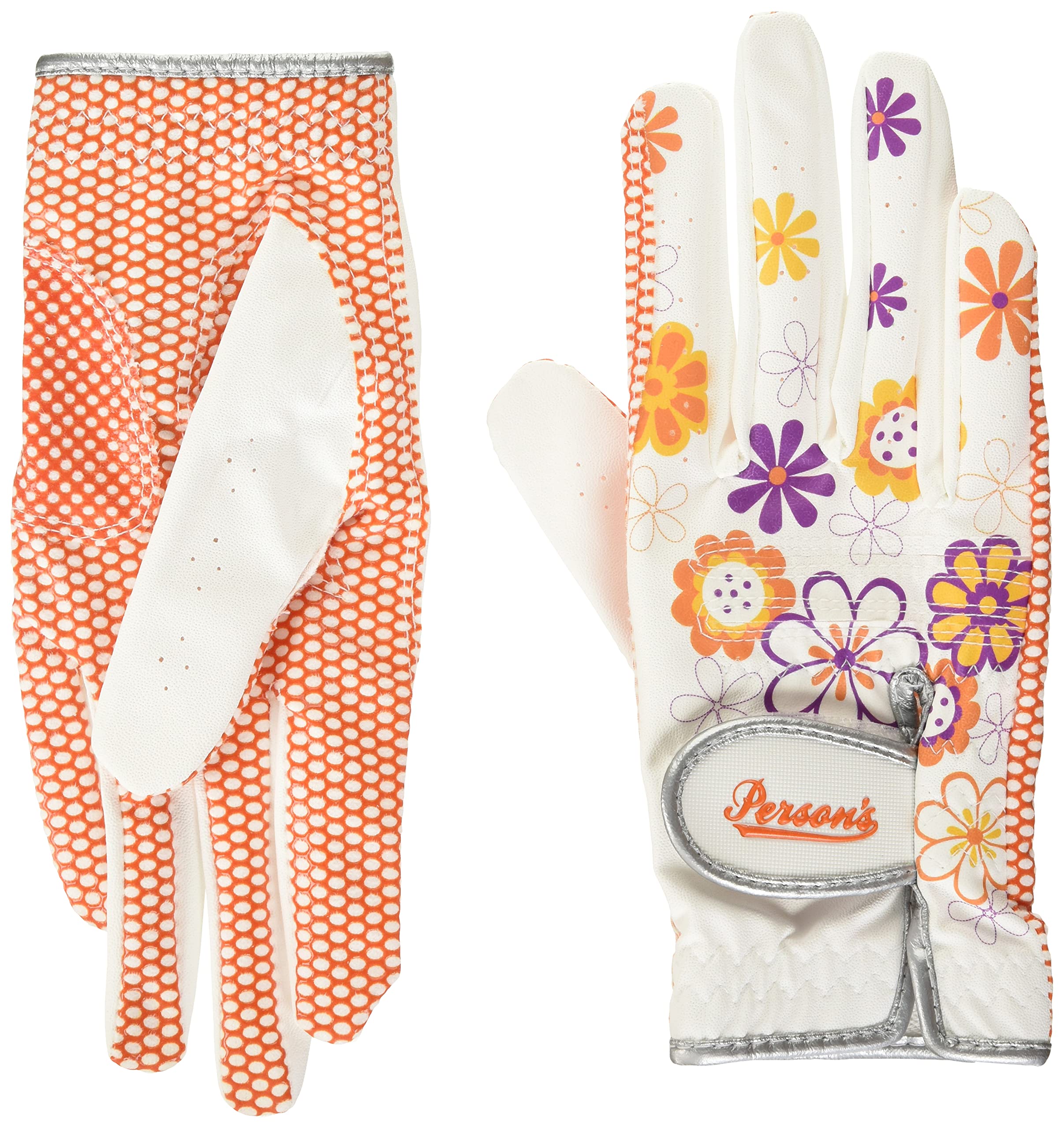 

Перчатки женские двухпалые Persons 19см PSGL-16, Бело-оранжевые,