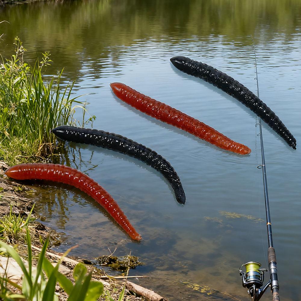10Pcs 80mm 2.6g Worm Soft Bait Earthworm Salt Scent Infused Realistic Wriggle High-Elastic Soft Noodle Worm Lure Durable