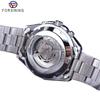 Forsining Men's Fashion Casual Blue Hollow Waterproof Automatic Mechanical Watch GMT1114-8-A