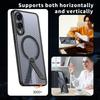 For Samsung Galaxy S25 Edge Magnetic Case Kickstand Grid Texture TPU PC Phone Back Cover