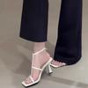 Summer High Heel Pumps Women Gladiator Sandals Narrow Band Singbacks Mules Party Dress Shoes for Ladies Sandals