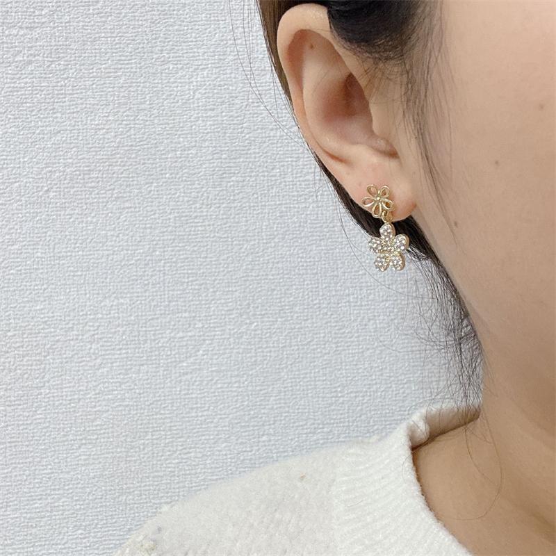 Exquisite Glittering Crystal Flowers Dangle Earrings for Women Korean Fashion Jewelry Wedding Party Girl Jewelry Accessories