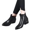Fashion Women Solid Color Thick Sole Square Heels Zipper Short Booties Plush Pointed Toe Shoes Dress Boots for Women Low Heel