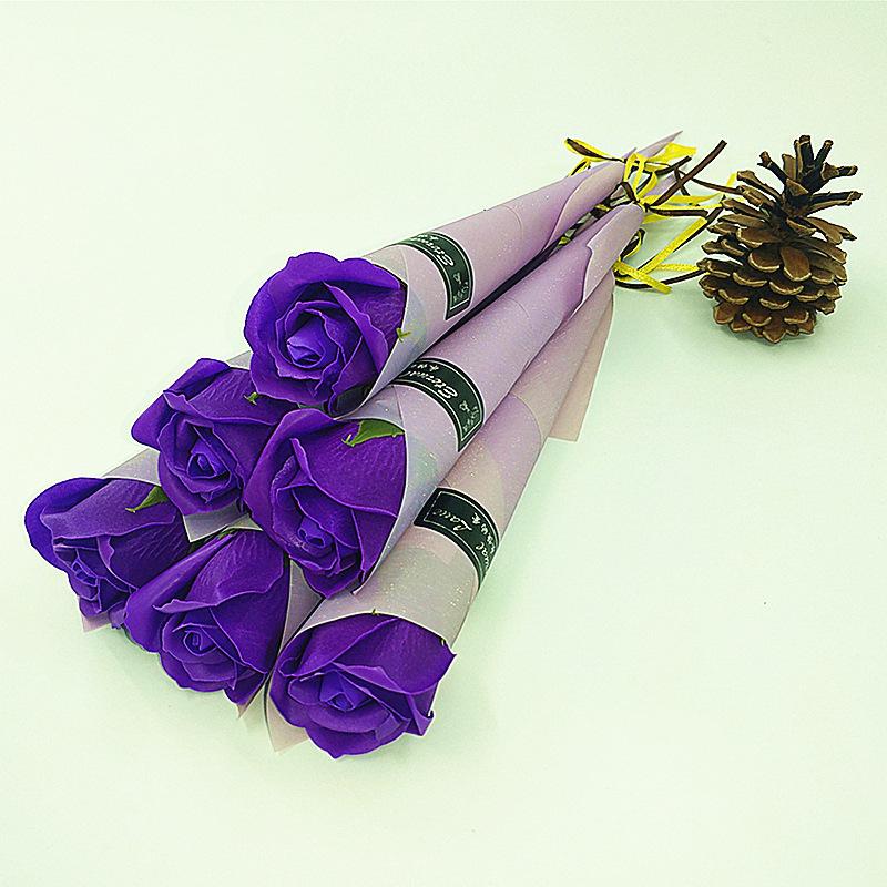 

Подарок на День святого Валентина Искусственная многоцветная роза Мыло Цветок Роза фиолетовый