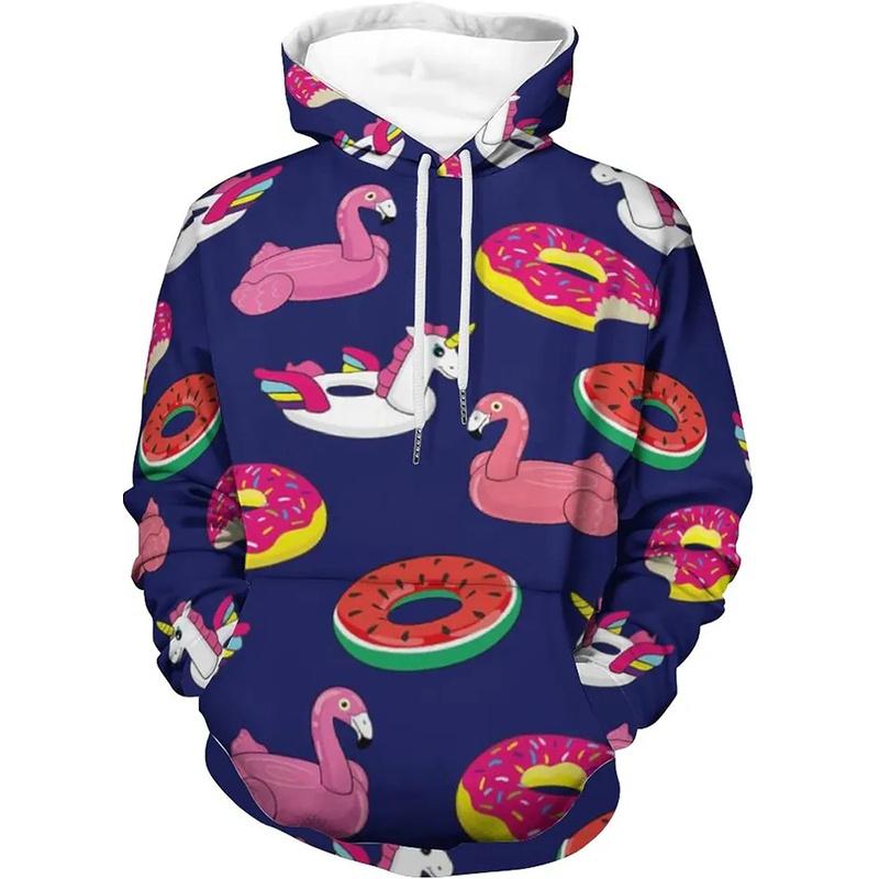 2024 Fashion New Autumn Donut 3D Printed Hooded Sweatshirt men's Casual Loose Fitting Pullover Sportswear Sweatshirt For Men