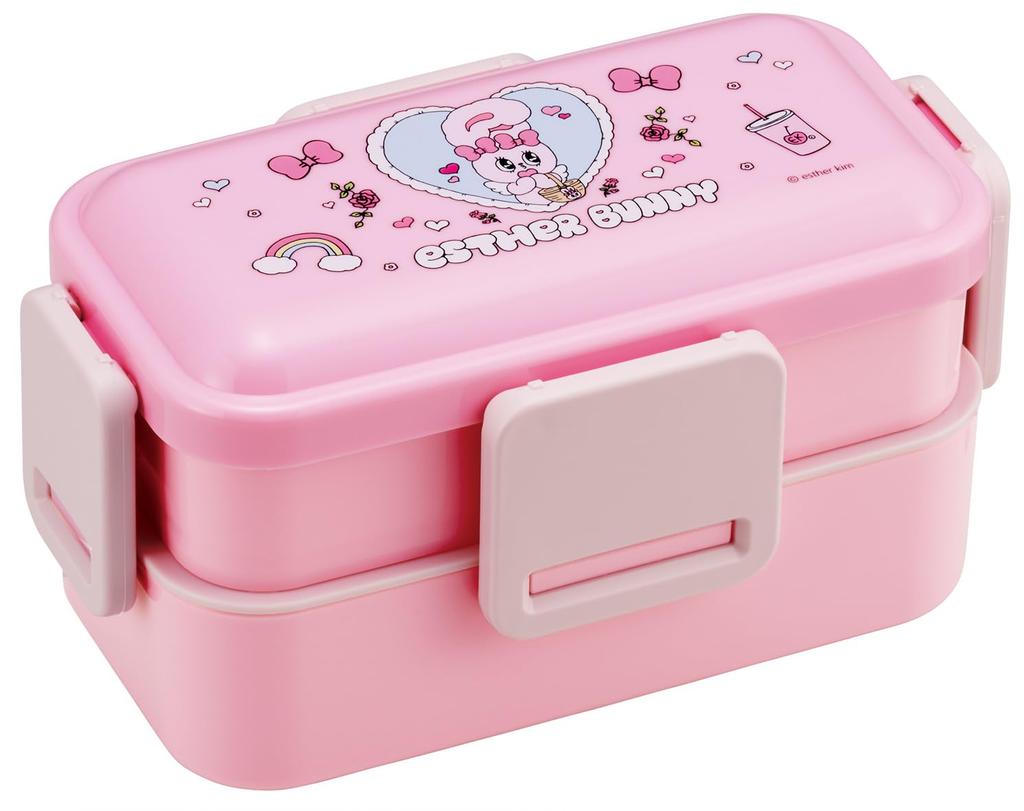 Skater Bento Fluffy Serving Lunch 2 Dishwasher and Microwave Made In Esther Bunny Box, Box, Tiers, 600ml, Safe, Japan, PFLW4-A