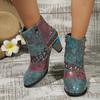 Fashion 2025 New Women Boots Ethnic Style Casual Fashion High-heeled Short Boots Women Retro Large Size All-match Fashion Shoes Women