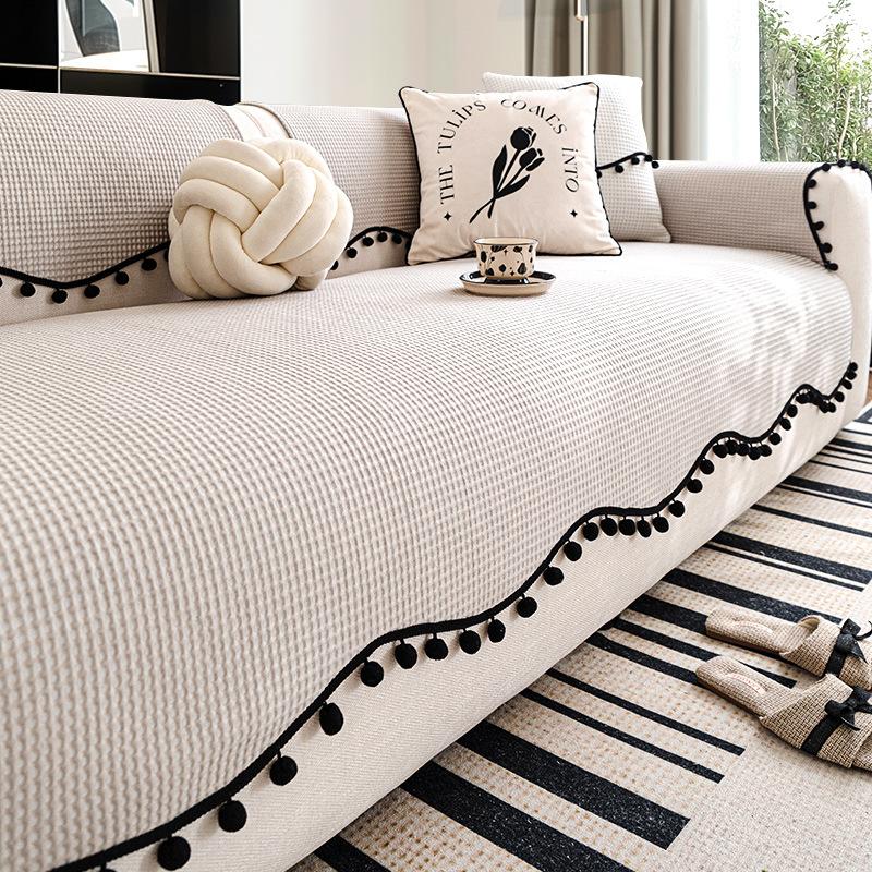 

Summer Cool Waffle Special-Shaped High-End Sofa Cushion Ice Silk Sofa Mat New Modern Non-Slip Cover 90*70cm