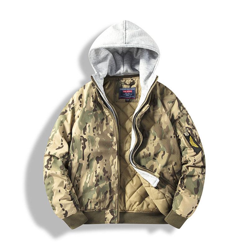 Winter Thick Hooded Bomber Jacket Men Windbreaker Coats Autumn Streetwear Baseball Jackets