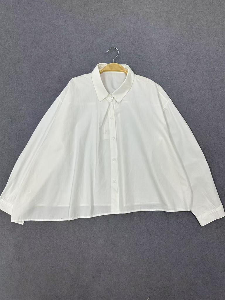 Johnature Irregular Tops Spring Autumn Retro Casual Loose Short Solid Color Simple Shirts Women