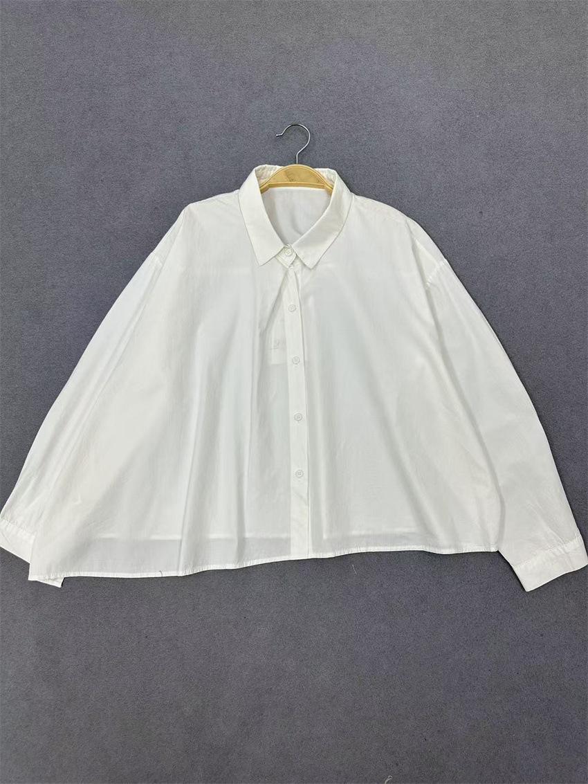 

Johnature Нестандартные топы весна осень ретро повседневные свободные короткие однотонные простые рубашки женские One Size белый