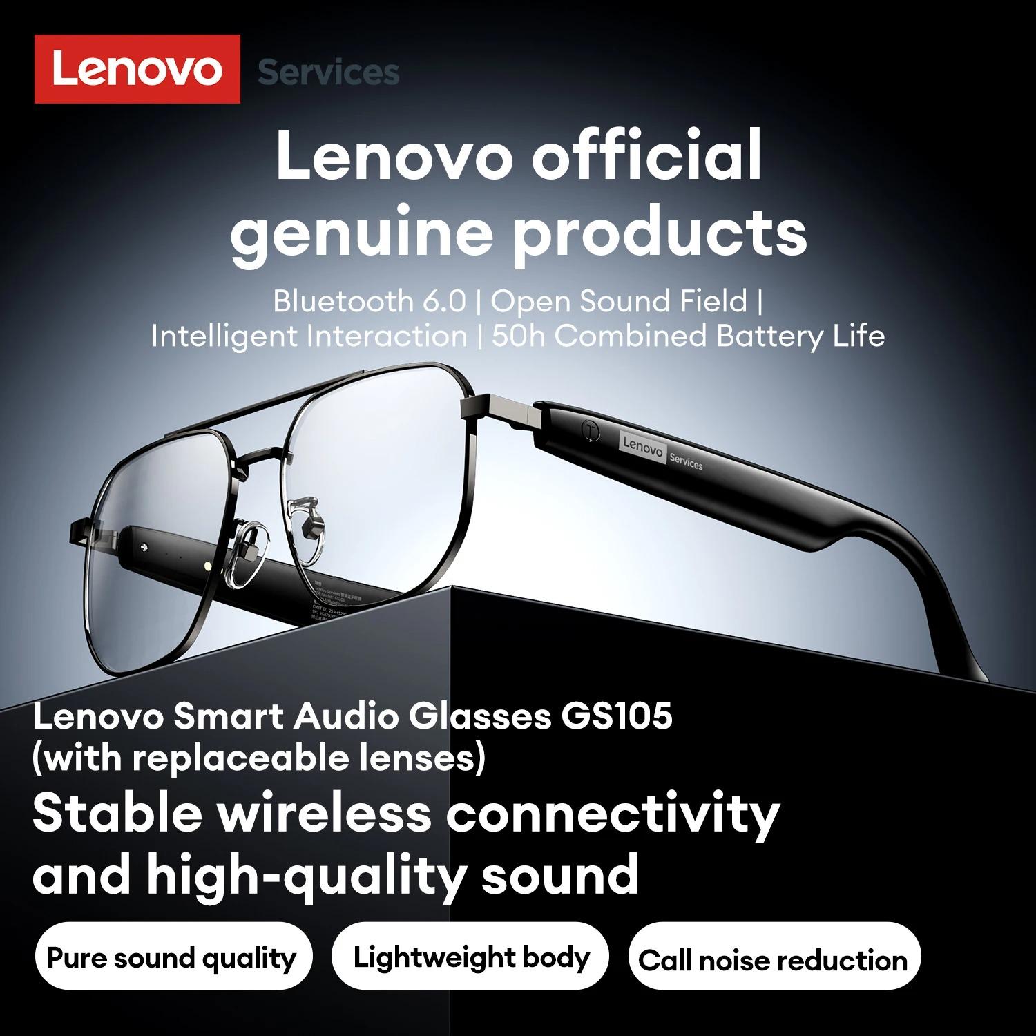 

Оригінальні смарт-окуляри Lenovo GS105 4K, бездротові, Bluetooth 6.0, сонцезахисні окуляри зі штучним інтелектом, HD, для дзвінків без рук, музичні навушники, шумозаглушення ENC, подвійний мікрофон чорний