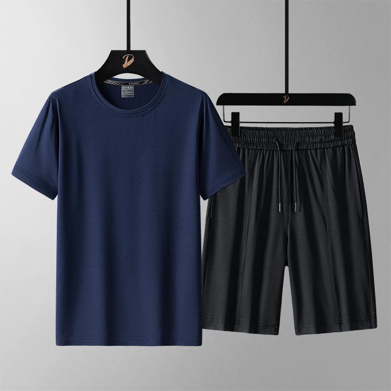 Men's Quick-Dry Breathable Loose Plus Size Summer Shorts & T-Shirt Fitness Casual Set
