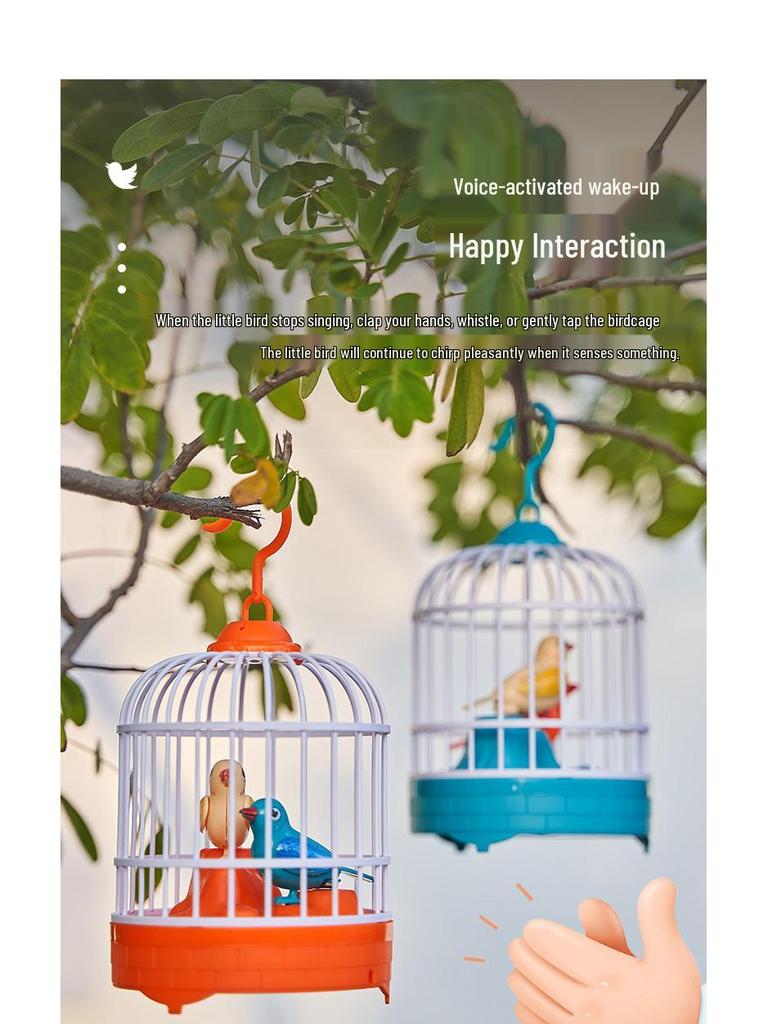 Voice-Controlled Talking Bird Toy with Simulated Birdcage, Repeats & Aids Speech for Kids Aged 1-3