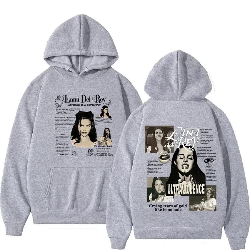 Felpa con cappuccio pullover retrò Singer Lana Del Rey Album musicale Felpa alla moda Uomo Donna Hip Hop Felpa con cappuccio Pile Streetwear