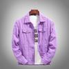 Tide Spring & Autumn Men's Purple Korean Style Plus Size Denim Jacket - Casual & Handsome