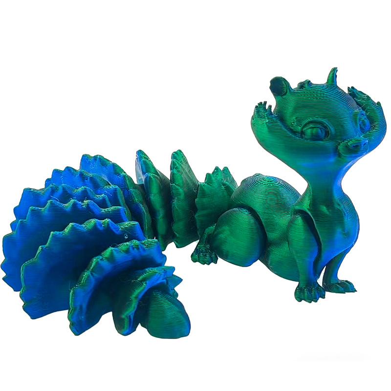 1Pcs 19Cm 3D Printed Long Tailed Squirrel Joint Movable Toy Ornament Creative Figurine Car Desktop Decorations Crafts Ornament