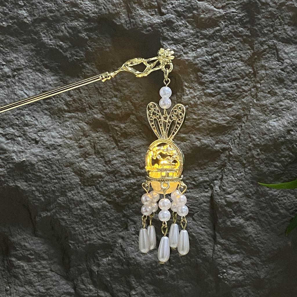 Fermacapelli Lanterna Luminosa di Alta Gamma per Gonne Hanfu - Popolare Accessorio Stile Paesaggistico