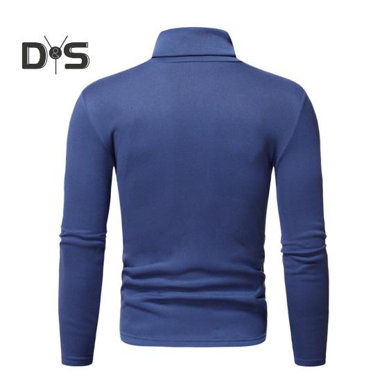 Vår Høst Menn Fitness Topp Slim Fit Høy krage Elastisk lange ermer Ensfarget Pullover Fitness Sport Topp Vinter bunnklær