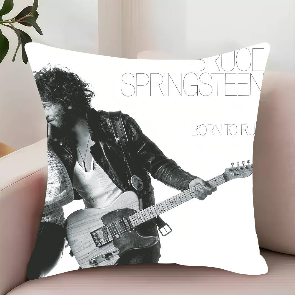 Born to Run B-Bruce S-Springsteen  Pillow Case Decor Protective Covers Comfortable soft for Sofa Living Room Home office 12x12Inch