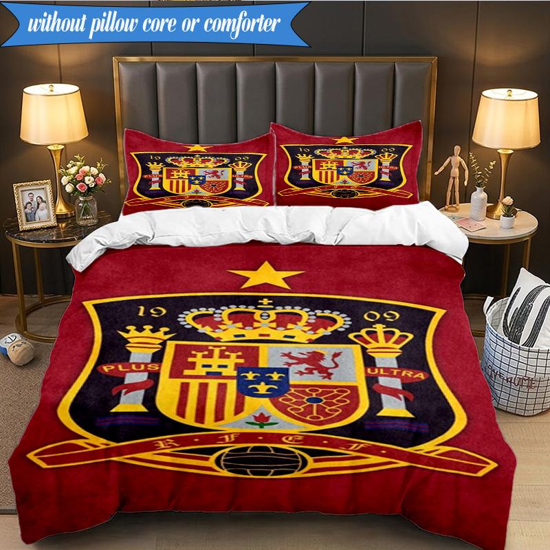 Set Biancheria da Letto 3 Pezzi con Stemma Calcio Spagnolo Gruppo Musicale K-pop, Ideale per Camera da Letto, Dormitorio, Include Copripiumino e 2 Federe, Regali per Fan