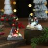 Illuminated Christmas Resin Figurine Ornament with LED Light Glowing Miniature Christmas Tree Resin Table Decorations