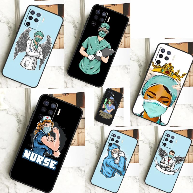Cartoon Medicine Doctor Nurse For OPPO A57 A57S A77 A5 A9 A53 A52 A72 A96 A76 A16 A54 A74 A94 A38 A58 A78 A15 A17 Case