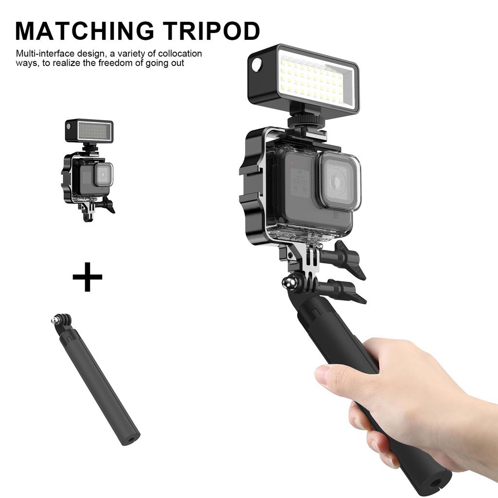 Für GoPro Hero 12 11 Wasserdichte LED-Leuchten Tauch-Fülllicht Aluminiumhalterung Für GoPro Hero11/10/9/8, DJI SJCAM AKASO YI Kamera