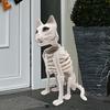 Sitting Cat Skeleton Halloween Decoration 15x24x34cm Multipurpose for Courtyard Decor Sturdy White
