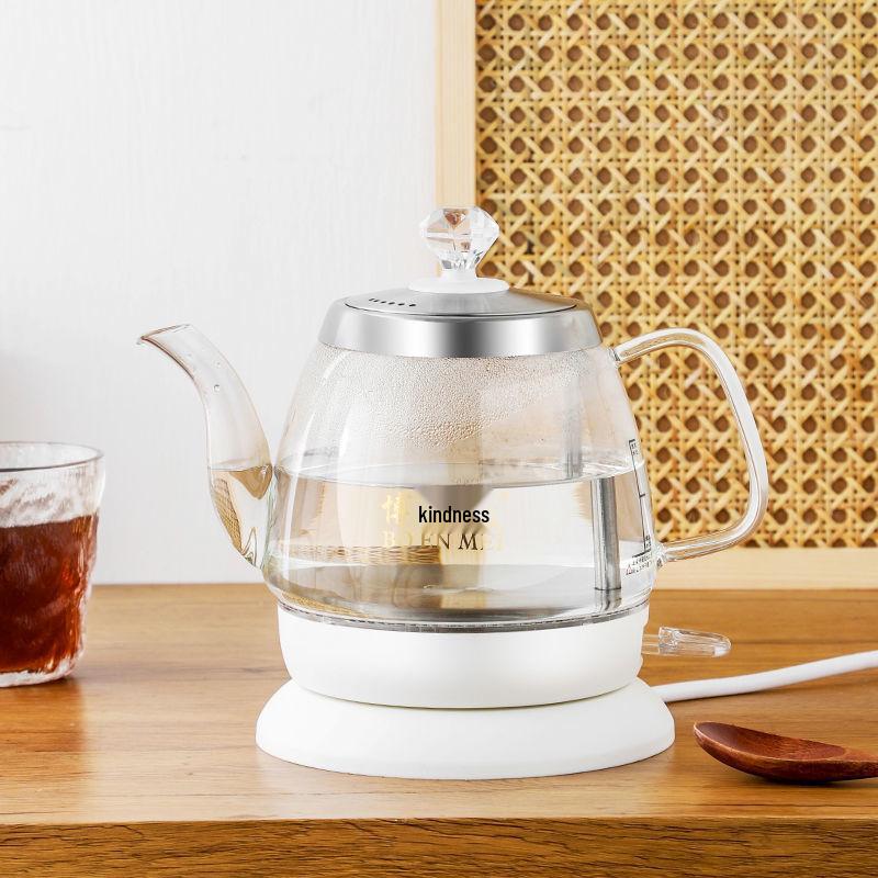Transparenter elektrischer Wasserkocher mit großem Fassungsvermögen, automatischer Abschaltung und langem Ausguss zum Teekochen