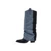 Pointed pleated high-heeled piled boots women's autumn and winter new thick-heeled boots but knee-high cowboy boots