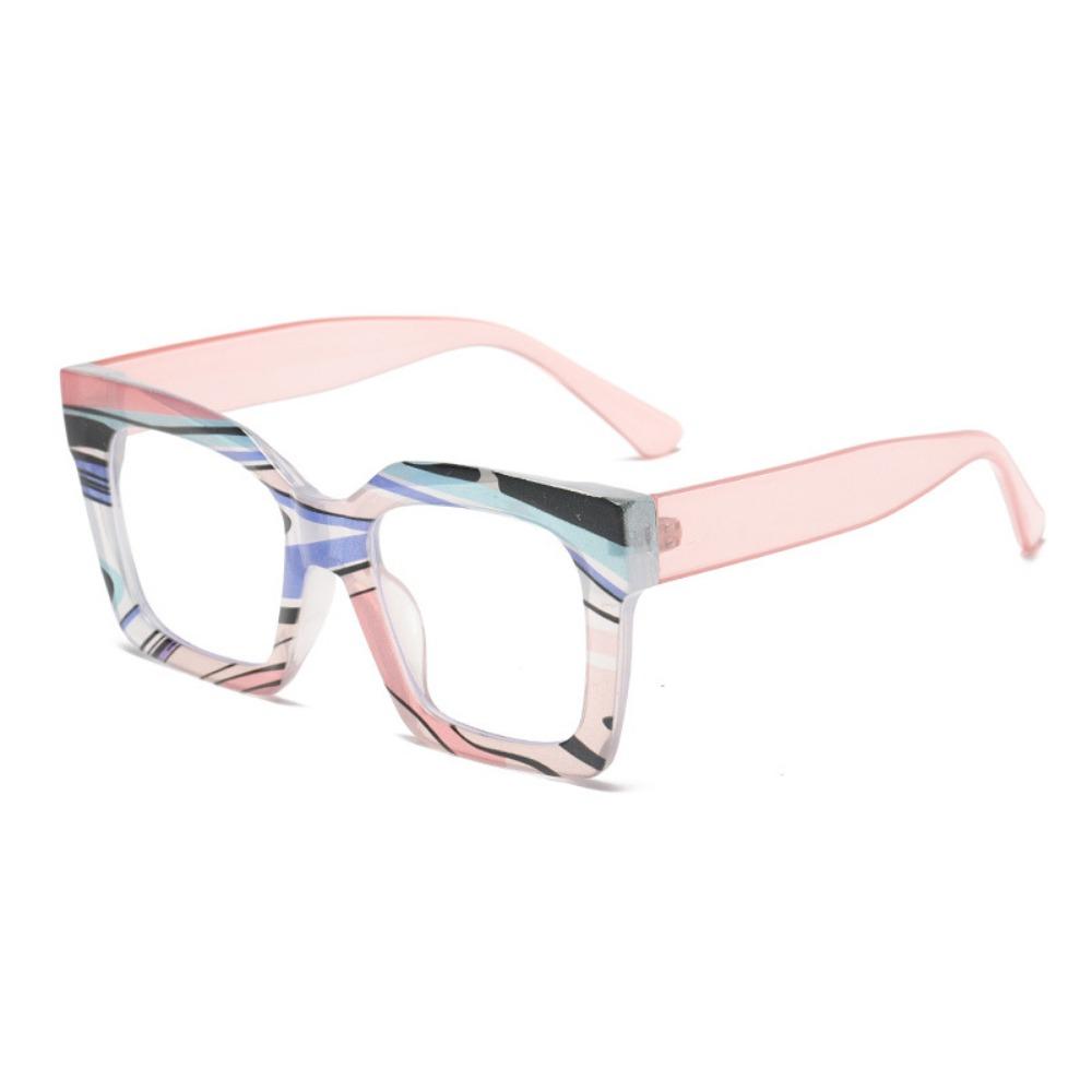 

Fashion Colorful Stripe Oversize Glasses Stylish Brand Design Eyewear Personalized Square Decor Chic Frame for Women s