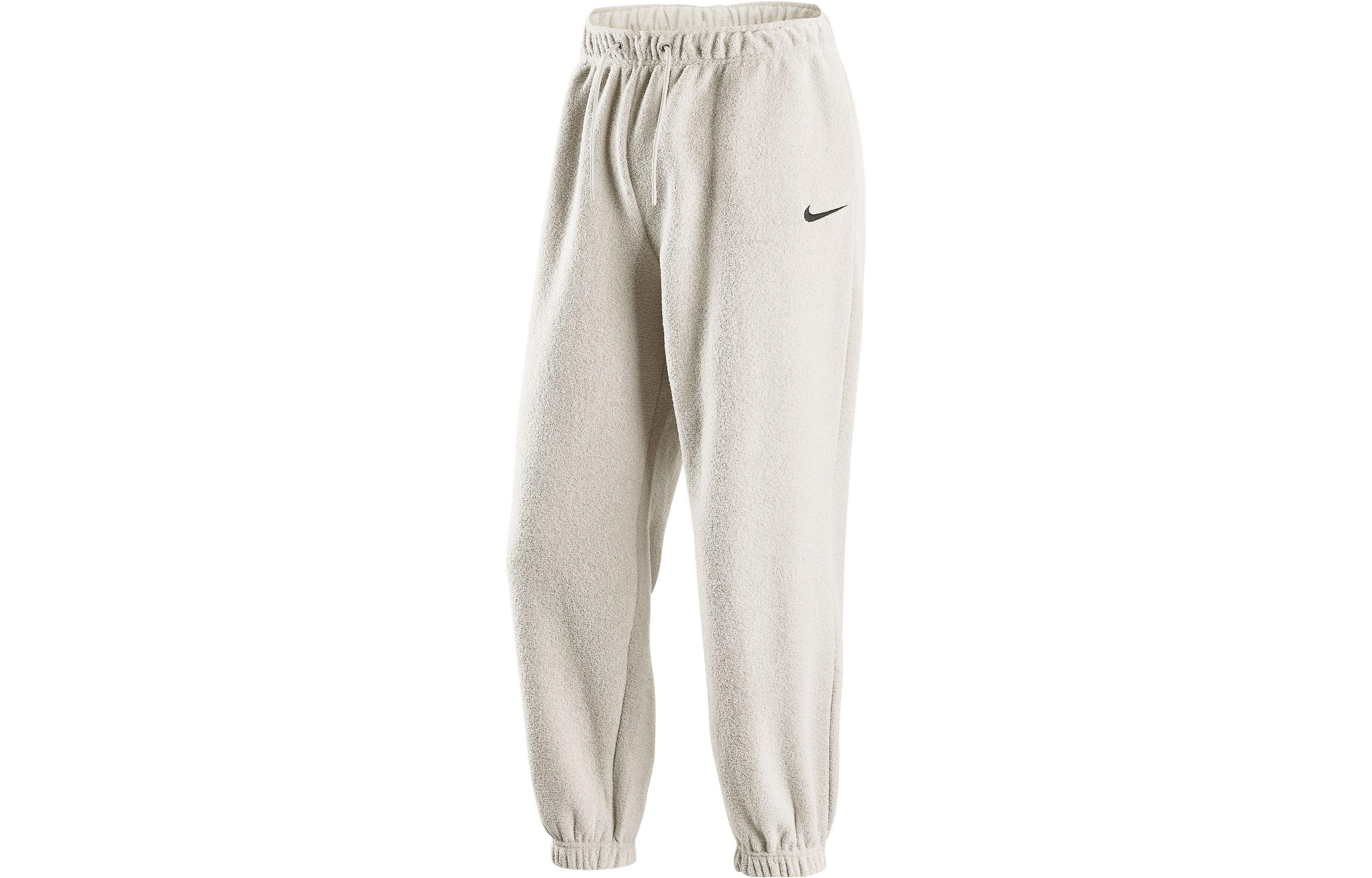 Nike Sportswear Essentials Logo Print Towel Fabric Fleece Lined Casual Sweatpants Women s Beige DV7097-200 XL